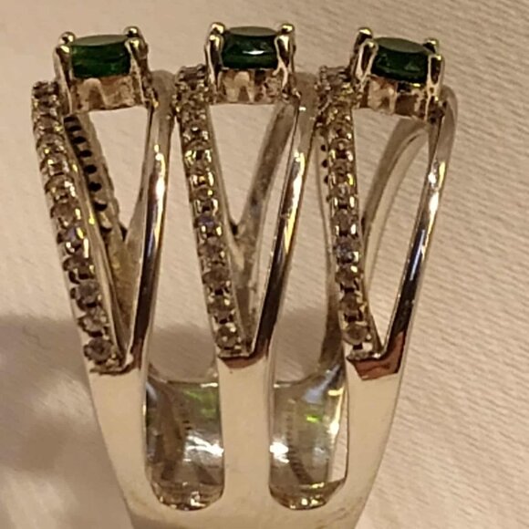 .87ctw Russian Chrome Diopside w/.45ctw White Zircon Sterling Silver ring Size 7 - Picture 11 of 16